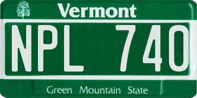 VT license plate NPL740