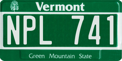 VT license plate NPL741