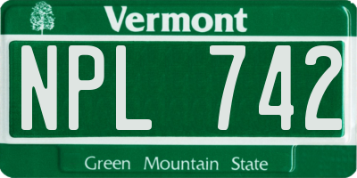 VT license plate NPL742
