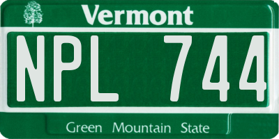 VT license plate NPL744