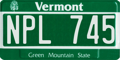 VT license plate NPL745