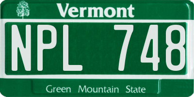 VT license plate NPL748