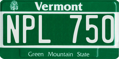 VT license plate NPL750