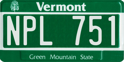 VT license plate NPL751
