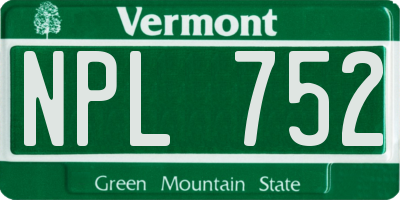 VT license plate NPL752