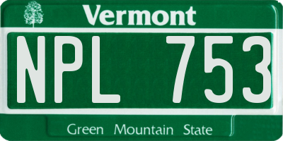 VT license plate NPL753