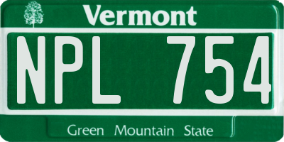 VT license plate NPL754
