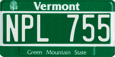 VT license plate NPL755