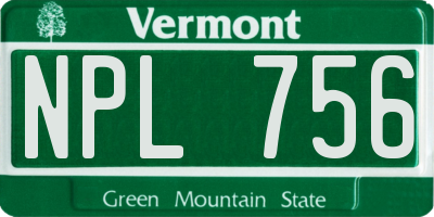 VT license plate NPL756