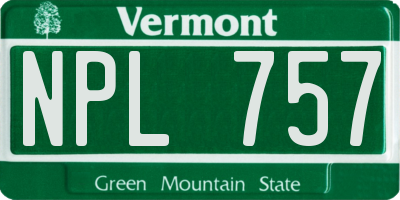 VT license plate NPL757