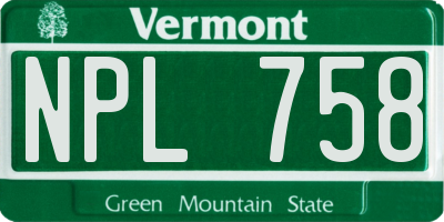 VT license plate NPL758