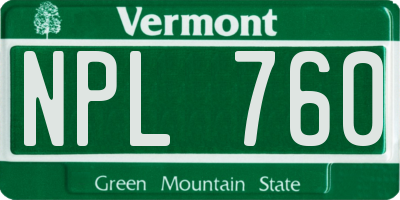 VT license plate NPL760