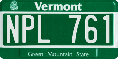 VT license plate NPL761