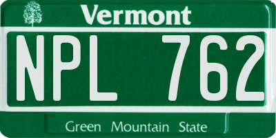 VT license plate NPL762