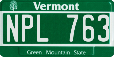 VT license plate NPL763