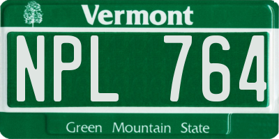 VT license plate NPL764