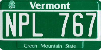 VT license plate NPL767
