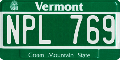 VT license plate NPL769
