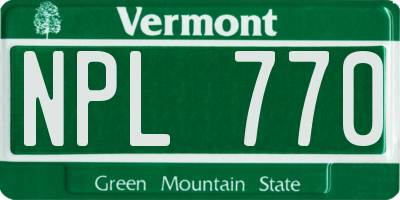 VT license plate NPL770