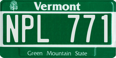 VT license plate NPL771
