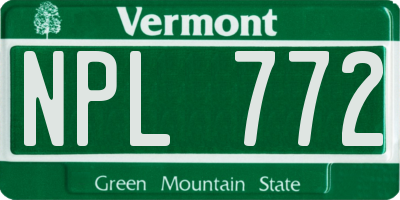VT license plate NPL772