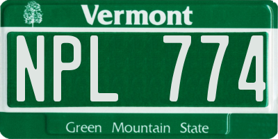 VT license plate NPL774