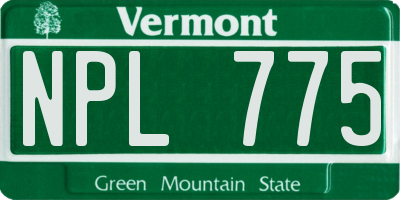 VT license plate NPL775