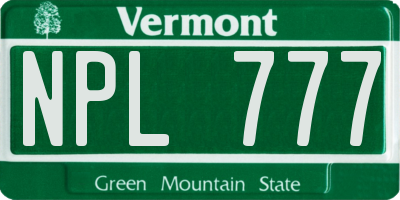 VT license plate NPL777