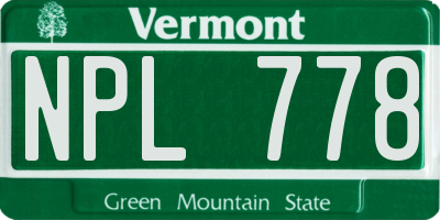 VT license plate NPL778
