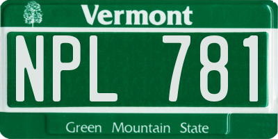 VT license plate NPL781