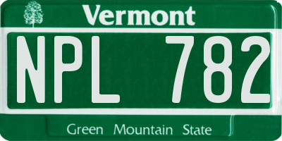 VT license plate NPL782