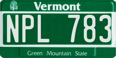 VT license plate NPL783