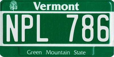 VT license plate NPL786