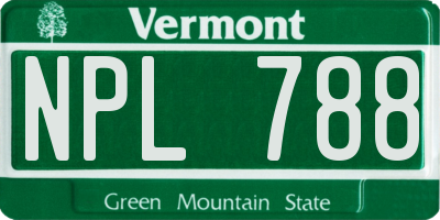 VT license plate NPL788