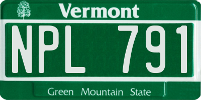 VT license plate NPL791