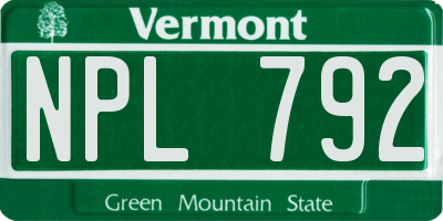 VT license plate NPL792