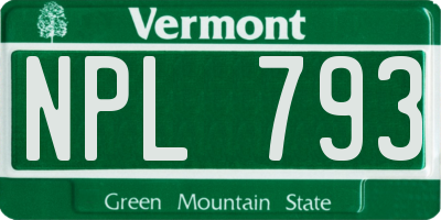 VT license plate NPL793