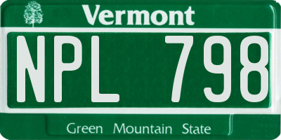 VT license plate NPL798