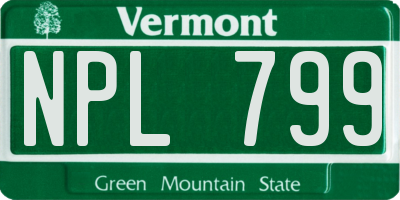 VT license plate NPL799