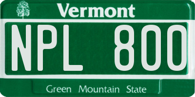 VT license plate NPL800
