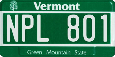 VT license plate NPL801