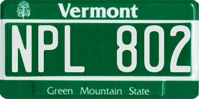 VT license plate NPL802