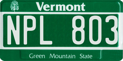 VT license plate NPL803