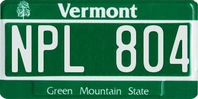 VT license plate NPL804