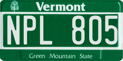 VT license plate NPL805