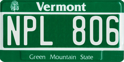 VT license plate NPL806