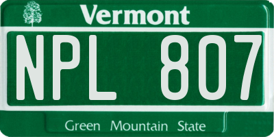 VT license plate NPL807
