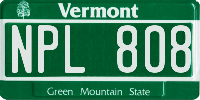 VT license plate NPL808