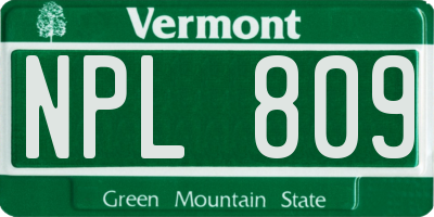 VT license plate NPL809
