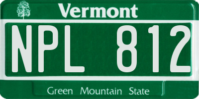 VT license plate NPL812